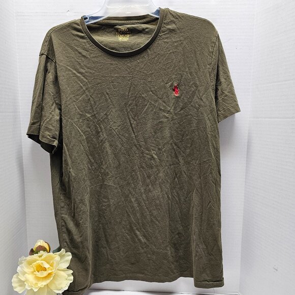 Polo Ralph Lauren CUSTOM SLIM FIT T Tee Short Sleeve Mens Shirt Army Green XL - Picture 1 of 8